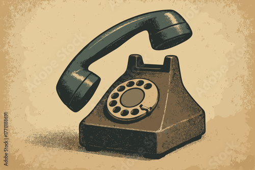 Edge muted receiver balanced illustration vector its tones cradle background vintage phone