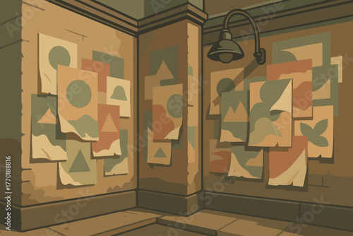 Muted postersigns nostalgic alley vector vibes illustration peeled atmosphere softly retro