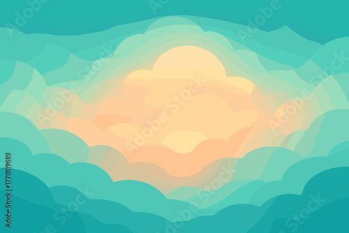 Composition hues glowing clouds vector warm airy layered light illustration ethereal