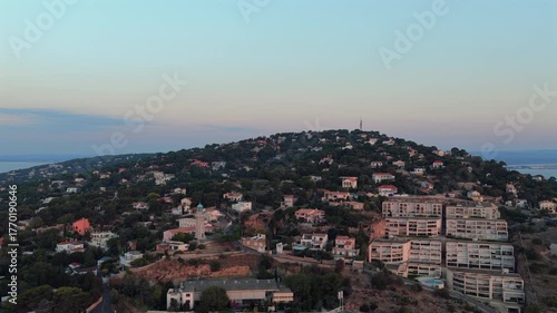 Aerial view of Mount Saint Clair in Sète, Occitania, France