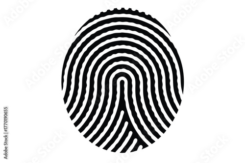 Fingerprint Black Silhouette on White Background Identity Verification