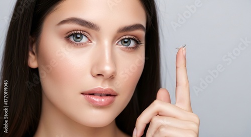 Elegance in Eye Care A Portrait of a Woman Choosing Contact Lenses for Vision Correction and Enhancing Natural Beauty through Modern Ophthalmic Technology 180