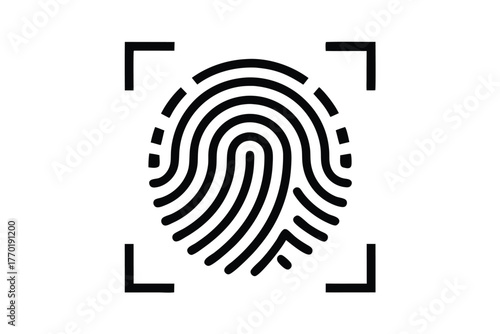 Fingerprint Scan Icon Design with White Background