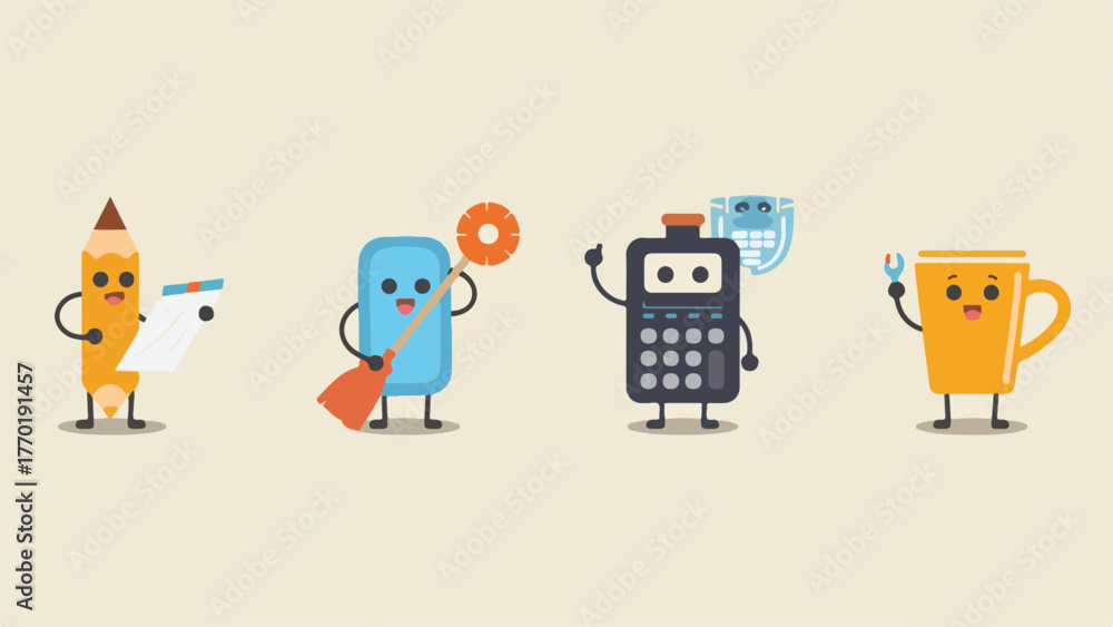 Obraz premium working objects funny dream job vector icons