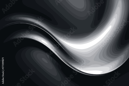 Luminous design chromeflow sheen mimicking curved to silver illustration gradient from vector