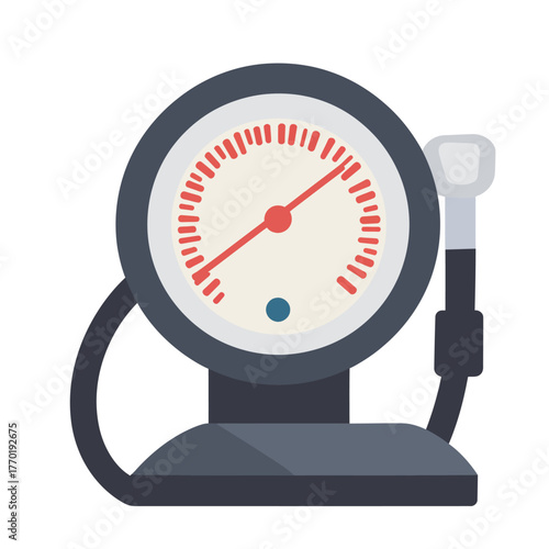 Flat minimalist vector illustration of analog sphygmomanometer gauge for blood pressure measurement in medical health care concept