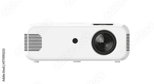 White Projector Isolated on White Background A Modern Presentation Device