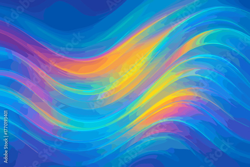 Vector iridescent glass spectral illustration seamless light color wash luminous waves flow