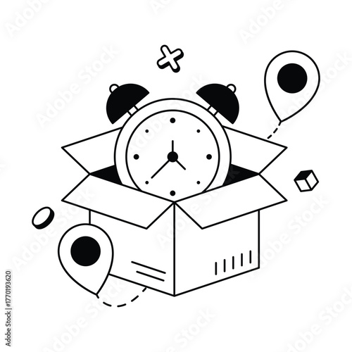 On time package arrival and express shipment service Vector Icons