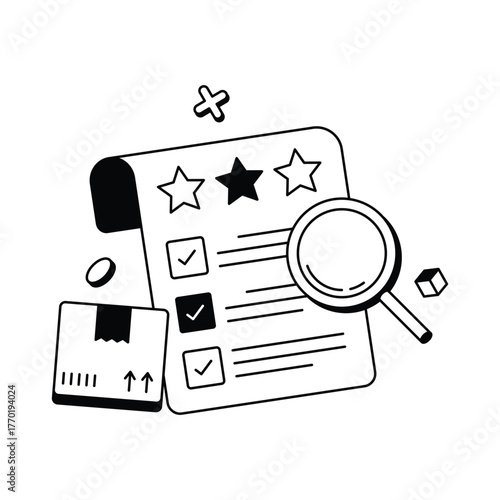 Product inspection and standard verification Vector Icons
