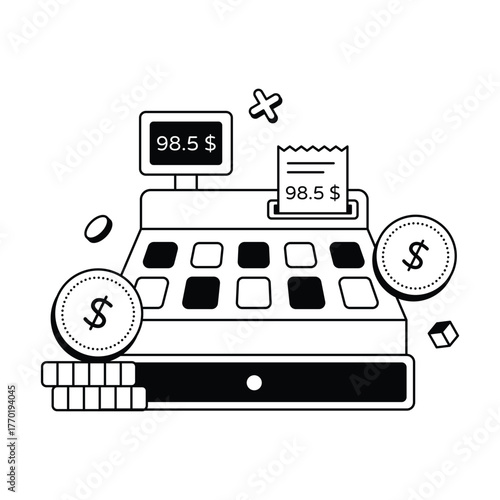 ATM cash withdrawal and banking operation Vector Icons
