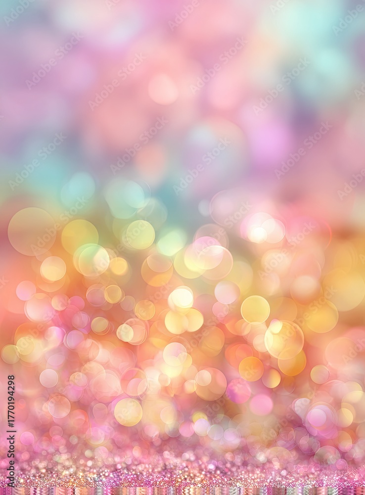 Obraz premium Soft focus pastel bokeh lights merge into sparkling pink glitter at the bottom