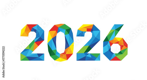 Colorful Low Poly 2026 Graphic Design for New Year and Future Events