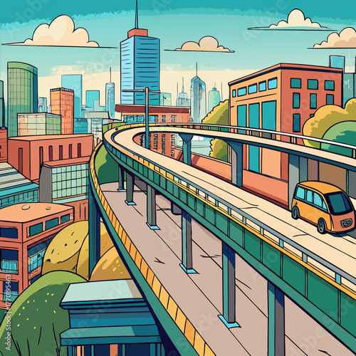 Cartoon bonsai tree with green leaves brown trunk in a cute smiling beige pot with a red rim isolated on a white