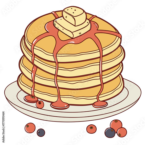 pancakes on a plate wite jam