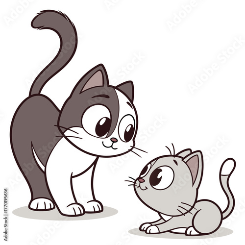 back view of cute cats on white background vector