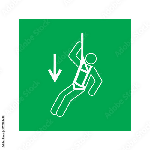 Emergency descent device vector design safety sign standard ISO 7010