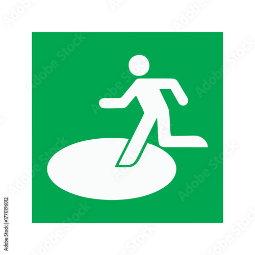 Natural disaster outdoor refuge area vector design safety sign standard ISO 7010