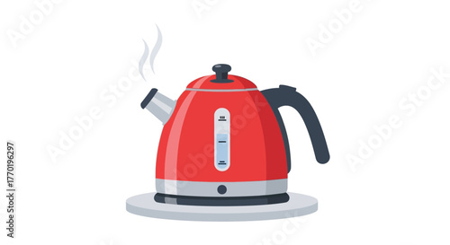 A Sleek Red Electric Kettle with Steam for Kitchen Needs