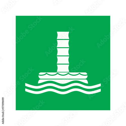 Marine evacuation chute vector design safety sign standard ISO 7010