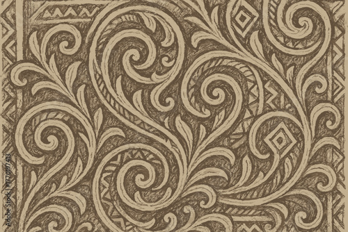 Textile motif details swirls textured ornate sketch illustration strokes vector