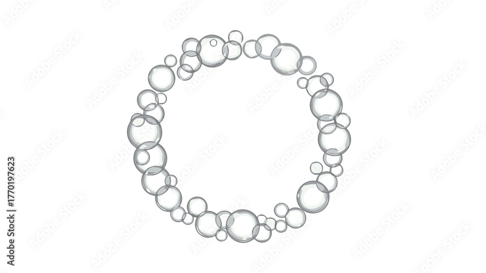 Obraz premium A circular arrangement of translucent bubbles