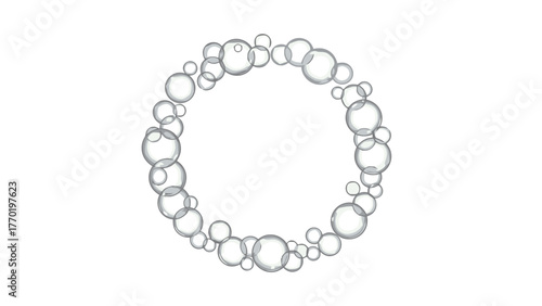 A circular arrangement of translucent bubbles