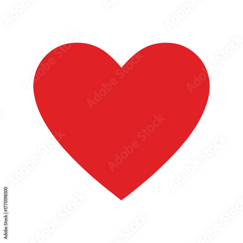 A simple, solid red heart icon on a white background, symbolizing love and affection
