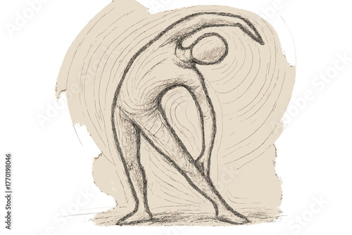 Figure bending stretch illustration showing stretching contour sketch vector sideways posture