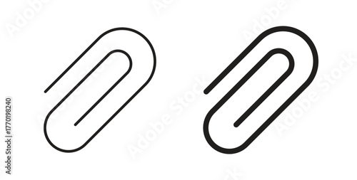 Attachment clip icons set. Simple line vector illustration