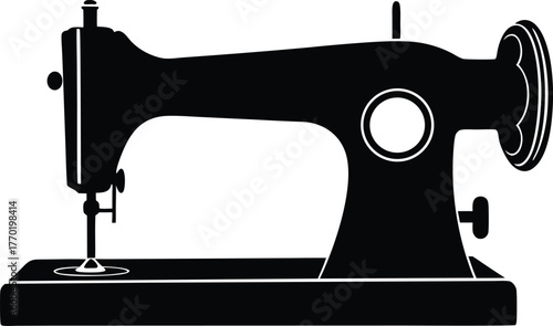 Classic Sewing Machine Silhouette Vector for Fashion Design, Textile Art, and Handmade Craft Projects