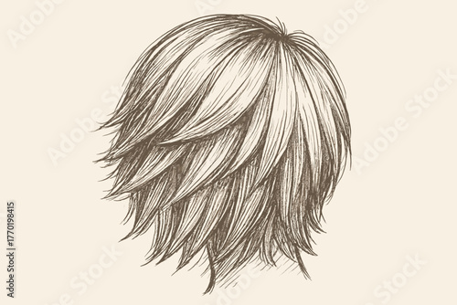Illustration vector between showing depth layered strokes strands hair pencil uneven