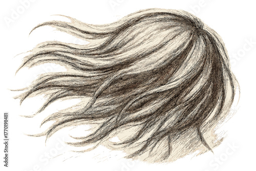 Wind motion sweeping rough shading vector blowing gestural illustration hair