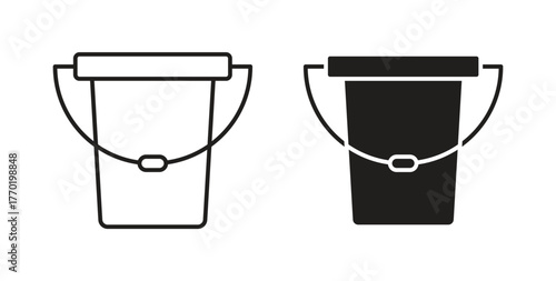 Bucket icons set. Simple line vector illustration