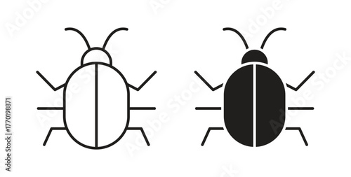 Bug icons set. Simple line vector illustration