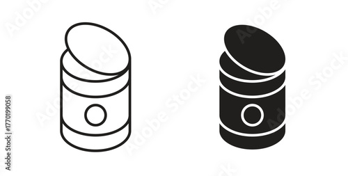 Canned food icons set. Simple line vector illustration