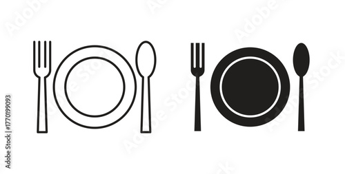 Canteen icons set. Simple line vector illustration