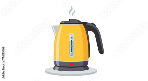 Steaming Yellow Kettle A Modern Kitchen Appliance Illustration