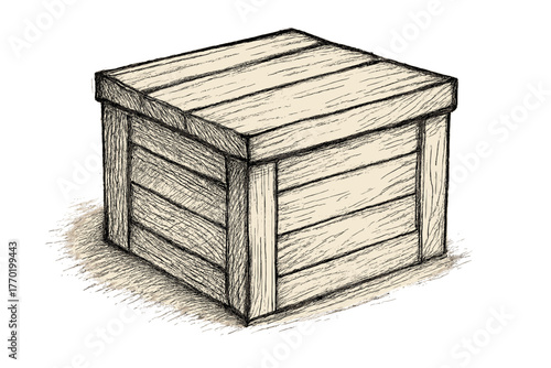 Wooden strokes perspective illustration contour rough lines sketch shading vector straight box