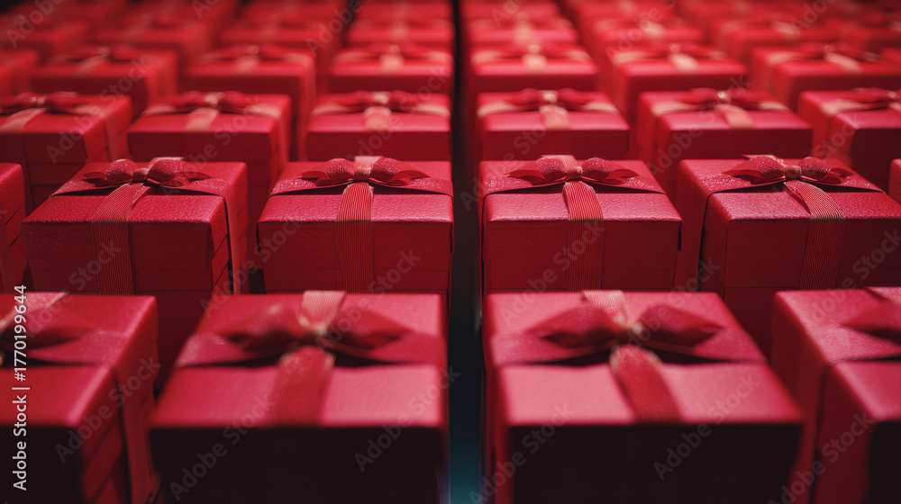 Fototapeta premium red gradient gift boxes display background