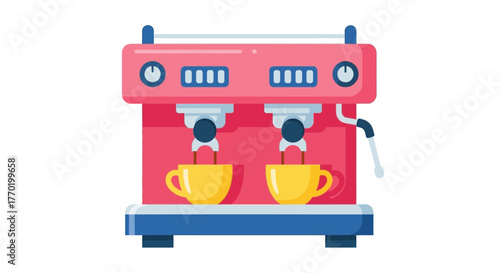 Coffee Maker Machine with Cups Illustration