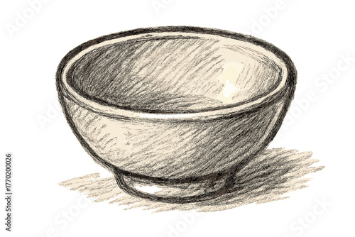 Sketch bowl vector ceramic thick rough illustration shading shadow depth strokes