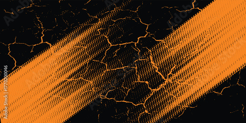 orange black brush Car sticker wrap pattern banner abstract sporty lines black orange color combination grunge brush modern pattern racing motorsport design.vector illustration.