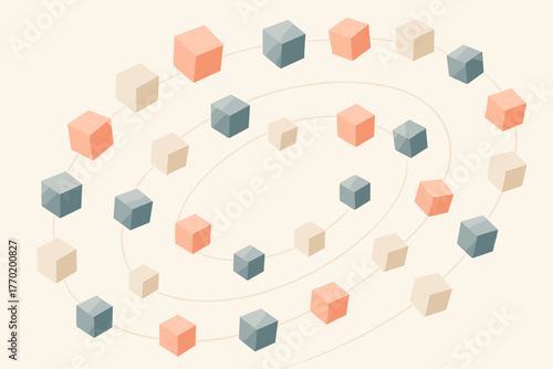 Spinning illustration dynamics ivory trajectories curved abstract gradients cube vector cubes motion