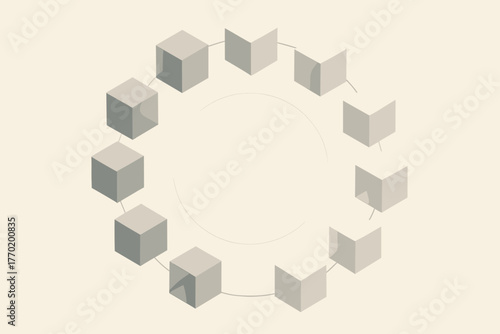 Between arrangement orbit vector circular cube illustration geometric producing structure dynamic luminosity