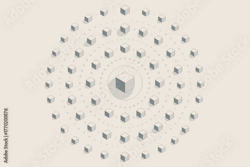 Rotation emphasizing illustration vector abstract softly modern orbiting balance cube orbit contrast
