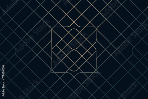 Interconnected overlapping lattice precision shapes illustration structure thin metallic vector forming symmetrical