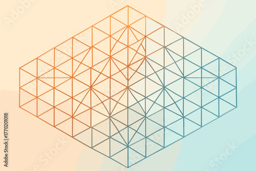 Vector isometric equilibrium grid soft dynamic abstract illustration framework creating geometric