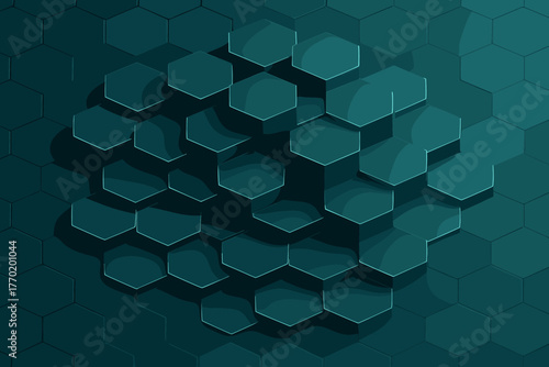 Soft abstract vector illustration glowing grid pattern heights forming honeycomb