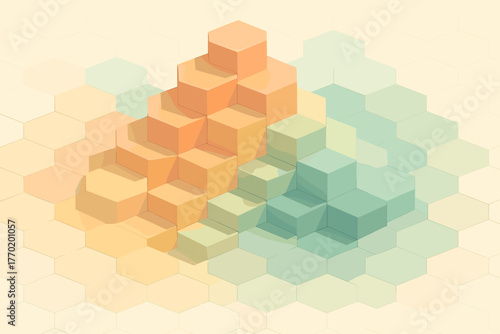 Spatial calm made cells abstract color elevation hexagonal terrain vector illustration abstraction